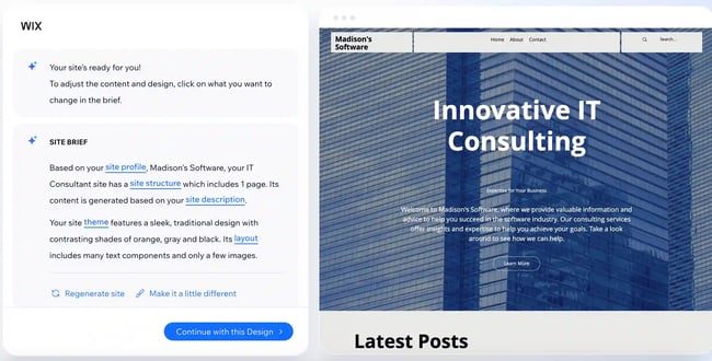 wix ai website mockups example 